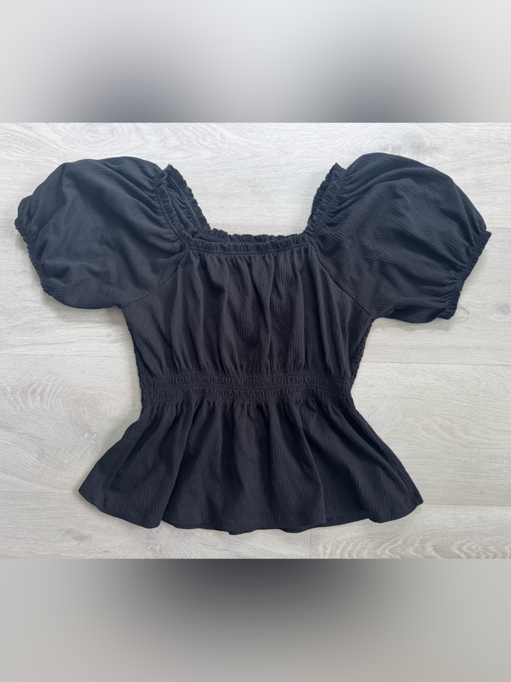 Black Puff Sleeve Women’s Top